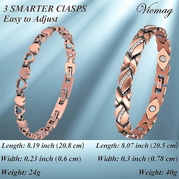 2 Pcs Copper Magnetic Bracelet for Women