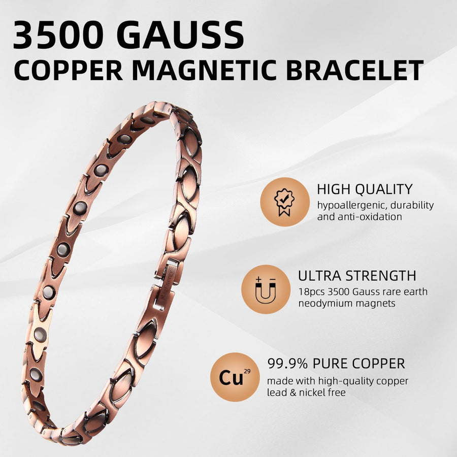 Copper Bracelet Anklet For Women 10.0 inches Adjustable Ankle Bracelet