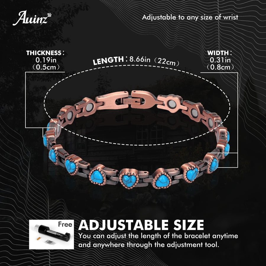 Turquoise Copper Bracelet for Women's Relief Arthritis Pain Carpal Tunnel