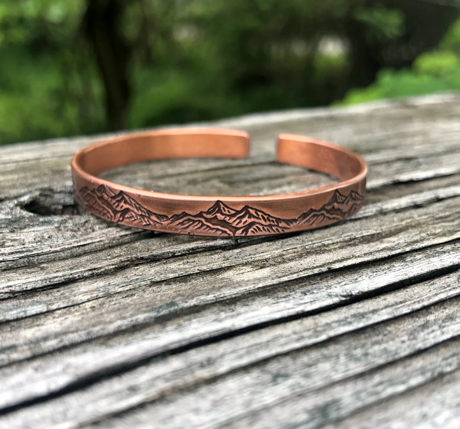 Mountain Stamped Copper Bracelet