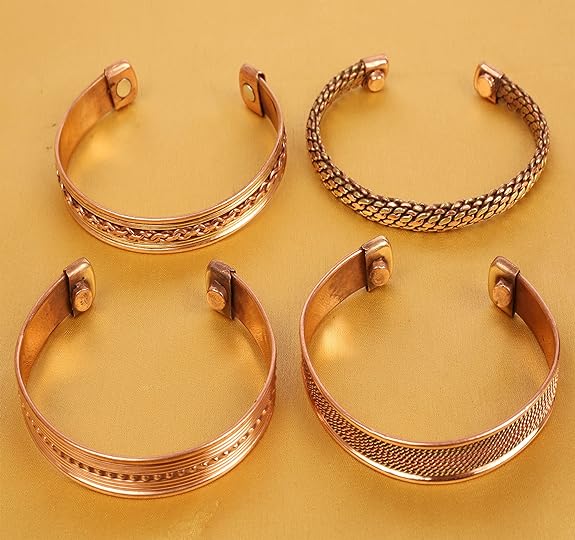 4 Pcs Hand Crafted Healing Copper Bracelet Chakra Jewelry Gift