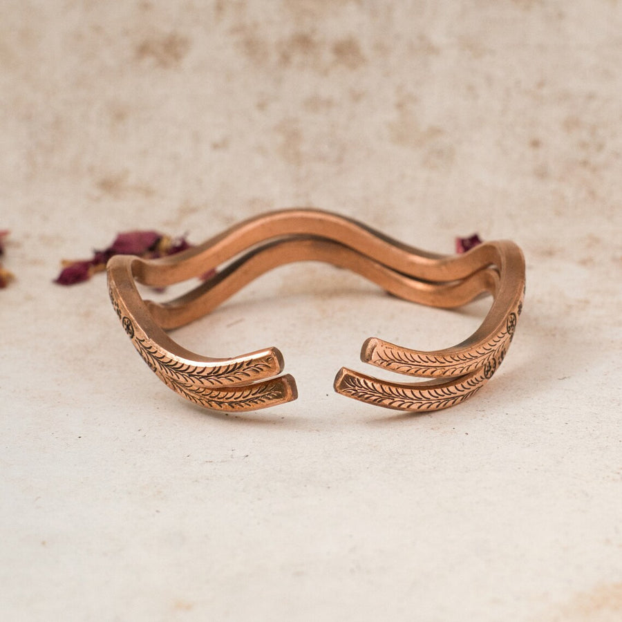 Handcrafted Wave Copper Bracelet | Handmade in Nepal