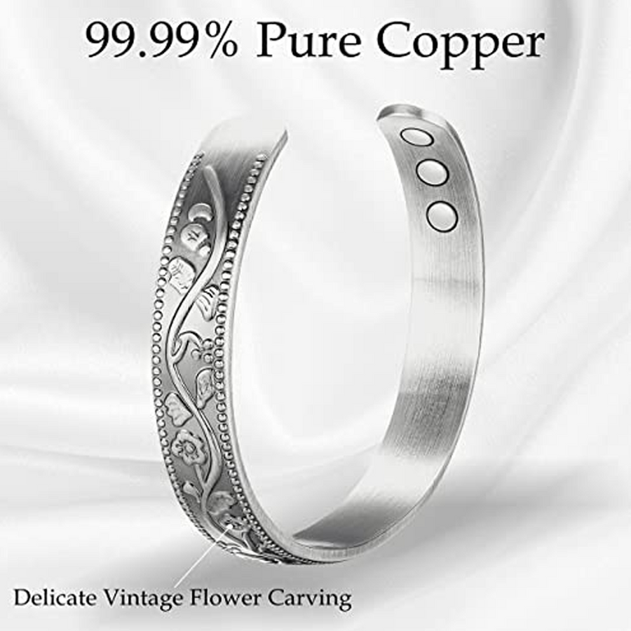 Vintage Flower Copper Cuff Bracelet