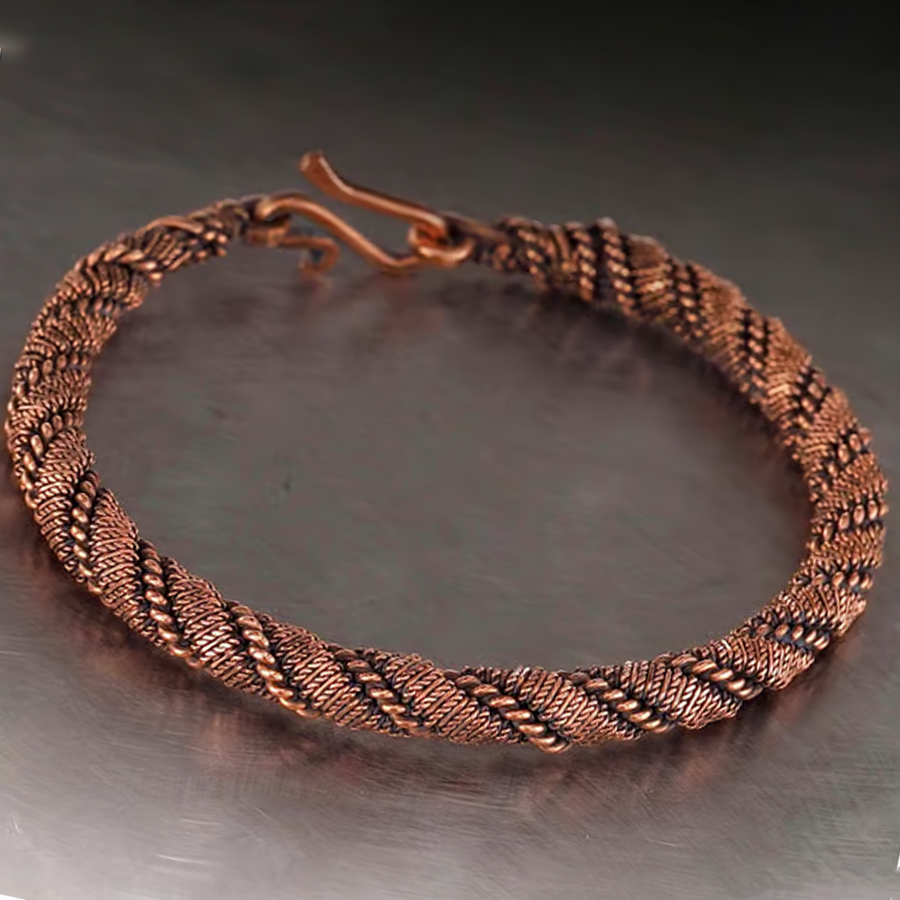 Wire Copper Bangle | Narrow wire wrapped pure copper bracelet