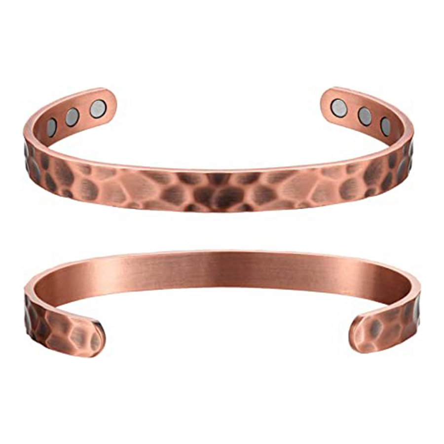 Hammered Copper Bracelet with 6 Magnet for Arthritis