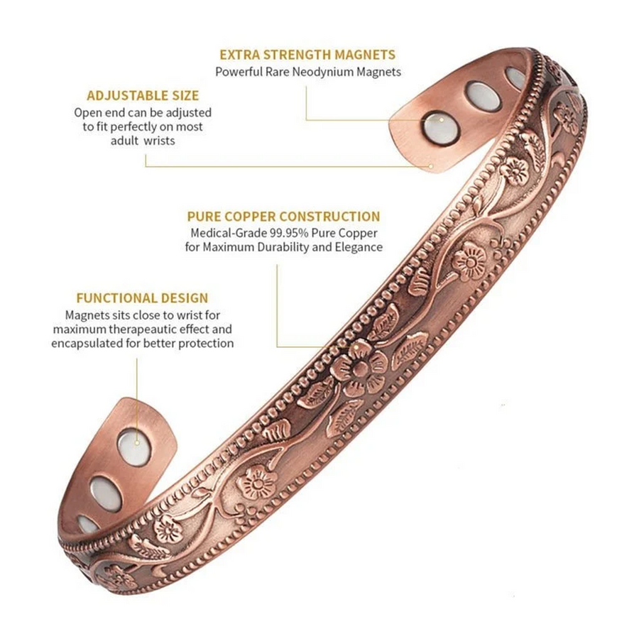 Magnetic pure copper adjustable bracelet 