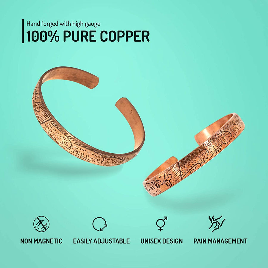 Dragon Embossed Copper Bracelet