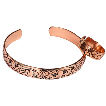 Floral Copper Bracelet with Thumb Rings